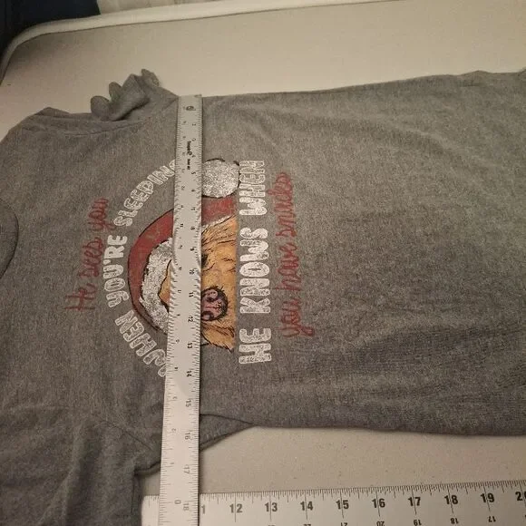 Christmas Dog Shirt He Knows When You Have Snacks Small Grey Santa Hat Festive - Picture 6 of 7